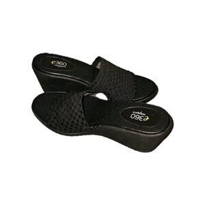 Easy Spirit e360 Women's Harvey Woven Slip On Wedge Slide Sandals Black 8 M
